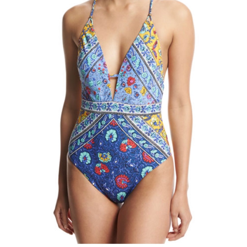 Nanette Lepore Woodstock Goddess One-Piece Multi-color Swimsuit Medium